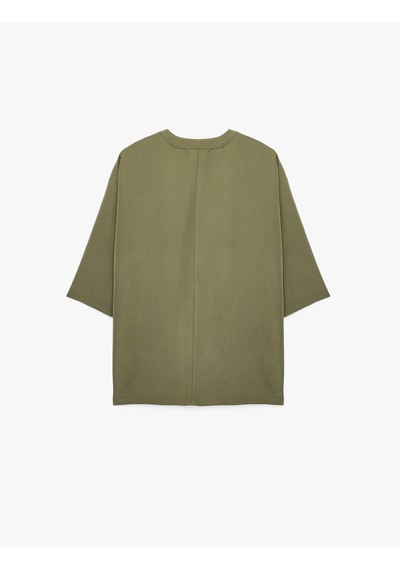 Koton Hakim Yaka Cepli 3/4 Kol Modal Karışımlı Kimono Haki 6sak50119pw