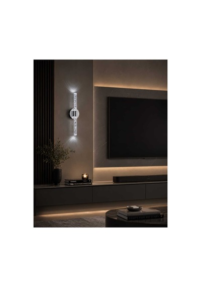 Bubbleflux Medium 40 Cm Modern Tasarım Led Aplik - Duvar Lambası - Gümüş - Elektrikli - Kumandalı - Beyaz Led Gümüş