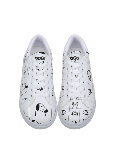 Kadın Vegan Deri Beyaz Sneakers - I Woof You Tasarım Çok Renkli
