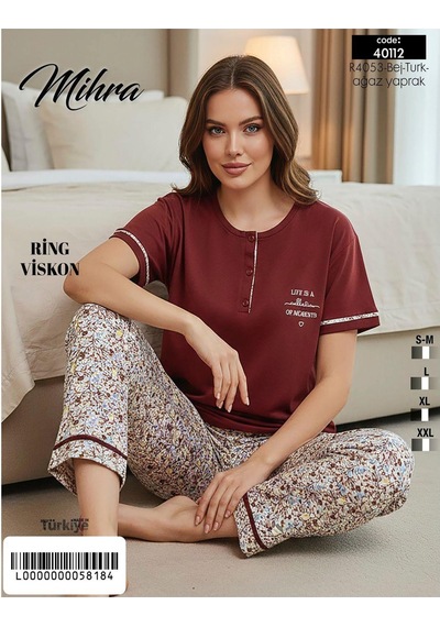 Mihra Kadın Ring Viskon Düğmeli Yaka Kısa Kol Likralı Pijama Takımı 40112bo - 1 Adet Bordo Mihra Kadın Ring Viskon Düğmeli Yaka Kısa Kol Likralı Pijama Takımı 40112bo - 1 Adet Bordo