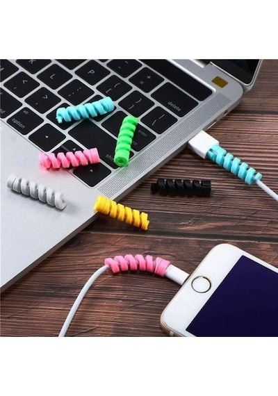 Spiral Kablo Koruyucu Silikon Set Şarj Kablosu Kulaklık Kablosu K (528981897)