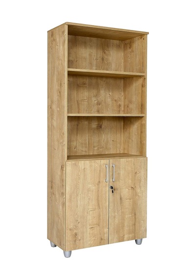 Kilitli Yarım Kapaklı Raflı Dosya Dolabı 190cm Safir Meşe