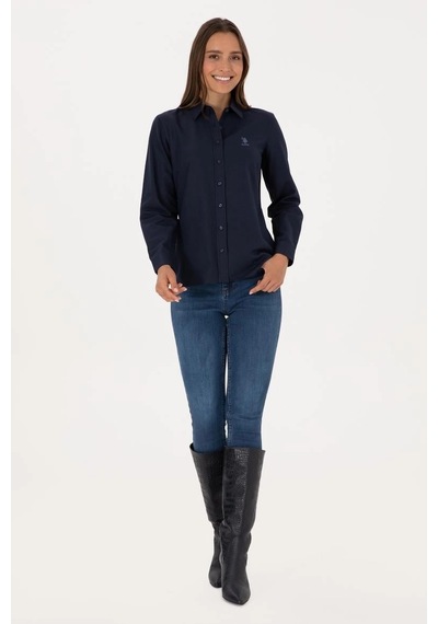 Us Polo Assn. Kadın Lacivert Uzun Kollu Basic Gömlek Vr033lacivert