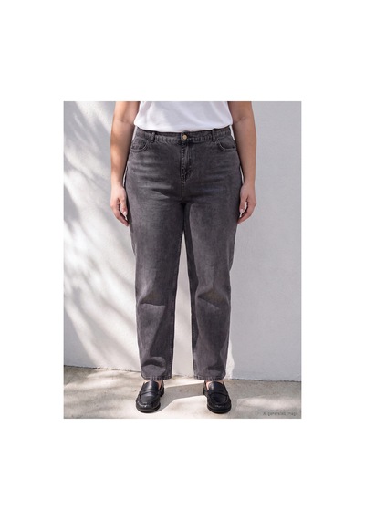 LC Waikiki Alıta Cıty Farkıyla Lcw Curve Gri Denim Düz Straight & Düz Beli Lastikli Düz Paça Kadın Jean Pantolo Gri - 925401709 Gri