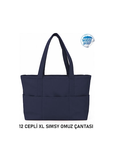 Tuttobene Sımsy Büyük Boy Çok Cepli Omuz Çantası - Premium İşçilik Ve Tasarım - Elde, Omuzda İş, Okul Alışveriş Çantası Tb008 Lacivert