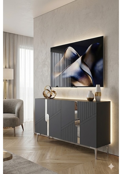 Ka1228as Evva Konsol Ve Tv Sehpası Antrasit-silver 120cm