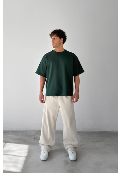 Flaw Atelıer Basic Boxy Fit Yeşil Tişört-29574