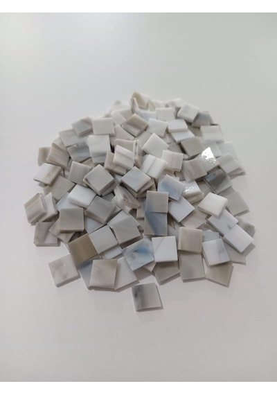 Opak Gri Kare Vitray Cam Mozaik Taşı - Sanatsal Mozaik İçin Yaklaşık 10x10 Mm