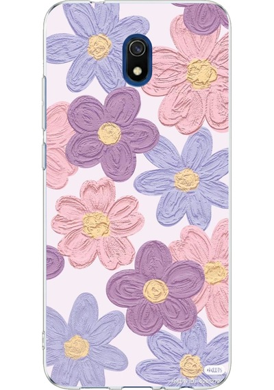 Redmi 8a Uyumlu Renkli Papatyalar Sulu Boya Baskılı Silikon Kılıf Renkli