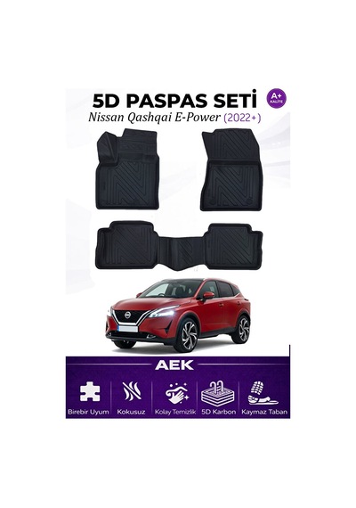 Nissan Qashqai E-power 2022+ Araca Özel Havuzlu "karbon" Paspas T
