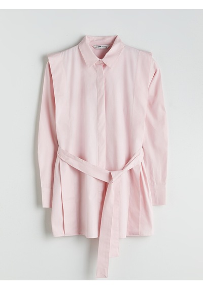 Lcwaıkıkı Classic Pembe Kuşaklı Kadın Gömlek Tunik