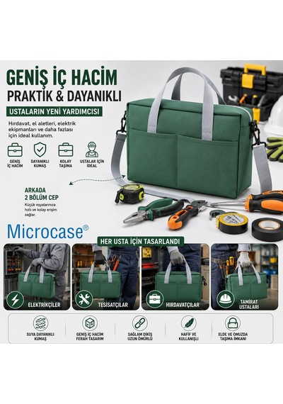 Tr 4 Bölmeli Geniş Hacim Dayanıklı Takım Hırdavat Çantası Medium Yeşil Al5583 Genel