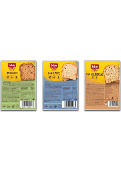 Dr. Schar Glutensiz Pan Blanco 250 G + Pan Rustico 250 G + Pan Multigrano 250 G