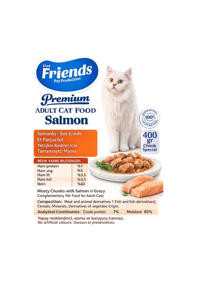 Premium Somonlu Yetişkin Kedi Konservesi 400 Gr X 24 Adet Ekonomik Paket Yaş Mama