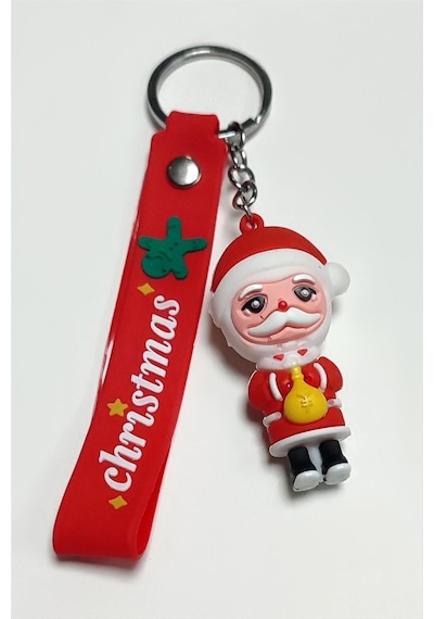 Techmrt Yılbaşı Noel Baba Silikon Anahtarlık-kırmızı