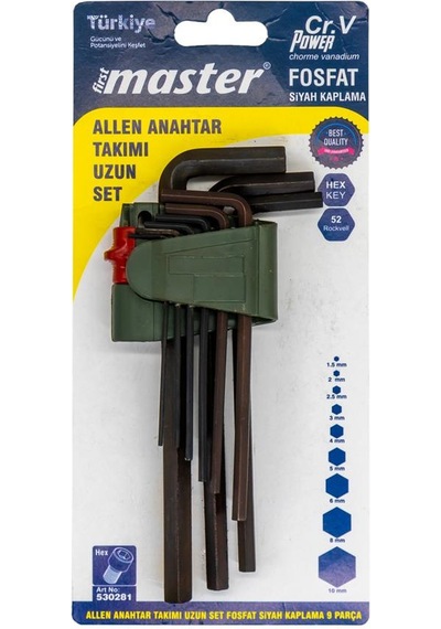 Master 530281 Uzun L Tipi Allen Anahtar Takımı 9 Parça