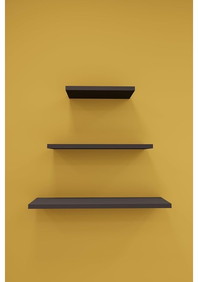 Asra Trend Modern 3'lü Uçan Raf Çok Amaçlı Duvar Rafı Organizer%100 Mdf Kitaplık Mutfak Banyo Rafı Drf-05 Koyu G Genel
