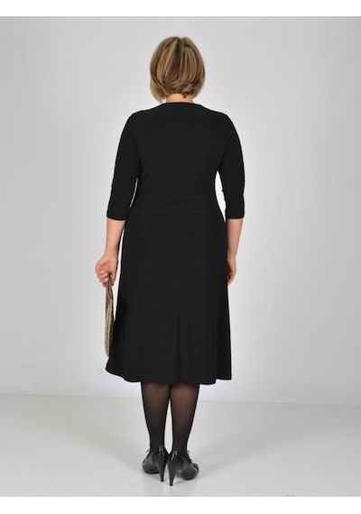 Nidya Moda Büyük Beden V Hazır Yaka Elbise-4038S Çok Renkli