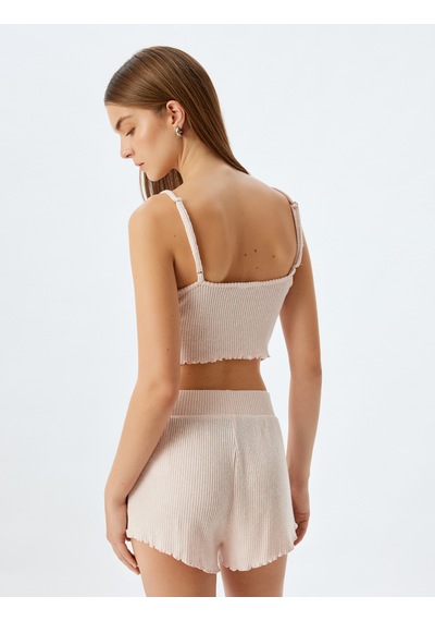 Koton Viskon Askılı Crop Pijama Üstü Pembe 5wlk90017mk Gül