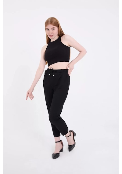 Tarzyeri Kadın Tam Kalıp Basic Eşofman Pantolon - Siyah 001