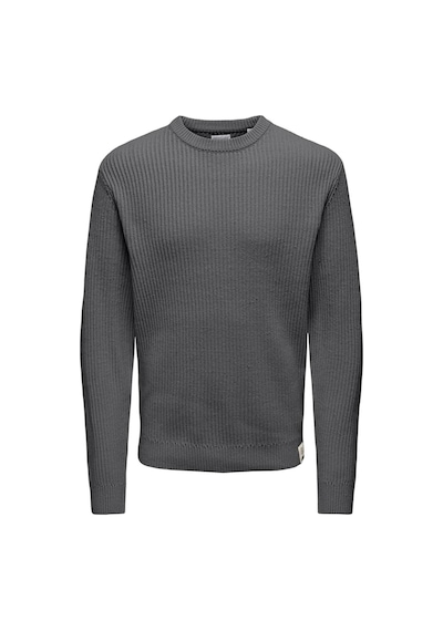 Only & Sons Onsfergal Lıfe Reg 7 Rıb Crew Knıt Grey Pinstripe