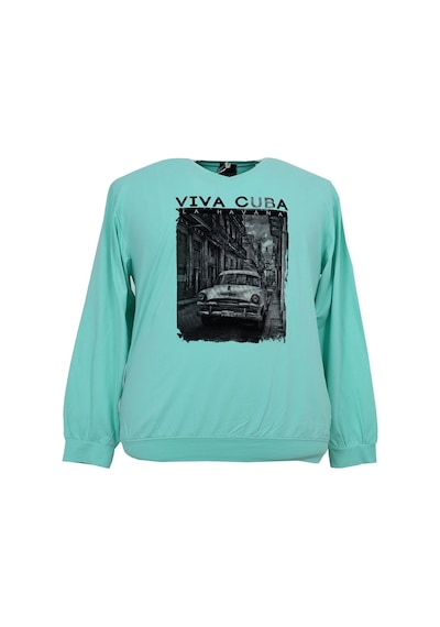 Erkek Büyük Beden Battal Boy Kadife Flod Baskılı Likralı Sweat Açık Yeşil