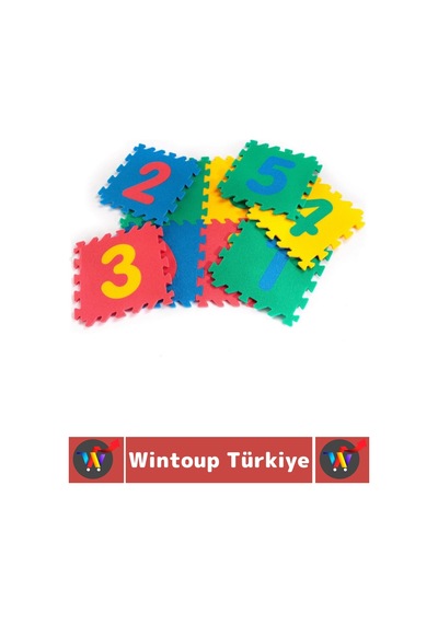 Ev Kreş Çocuk Odası Görsel Algı Eğitici Dayanıklı Esnek Canlı Renk Sayılar Puzzle Yer Matı 9 Parça