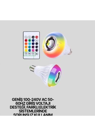 Bluetooth Hoparlörlü Renkli Led Ampul 12w E27 Duy Ev Ve Ofis Aydınlatması