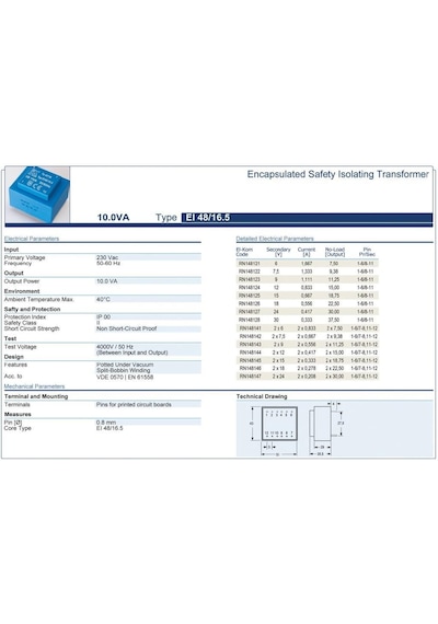 Trafo El-kom 10va 0-7,5v Mavi Rn148122