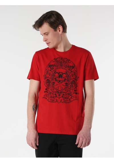 Colin'S Regular Fit Bisiklet Yaka Baskılı Kırmızı Erkek Kısa Kol Tişört Cl1062678_Q1.V1_Red