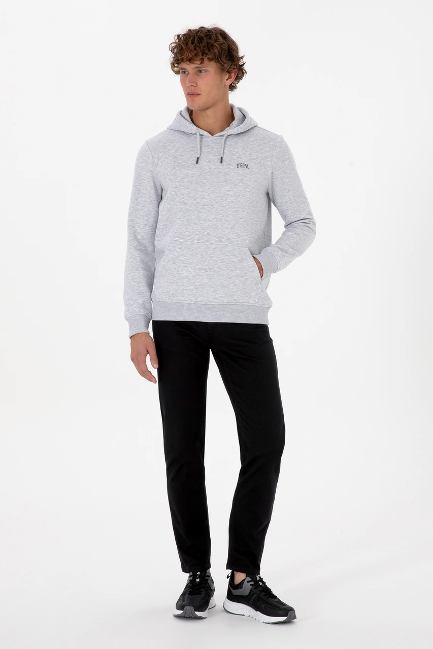 U.S. Polo Assn. Erkek Regular Fit Kapüşonlu Şardonlu Açık Gri Basic Sweatshirt 50315582-VR001