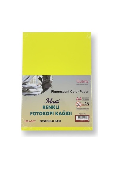 Masis A4 Renkli Fotokopi Kağıdı 100 Lü Fosforlu Sarı