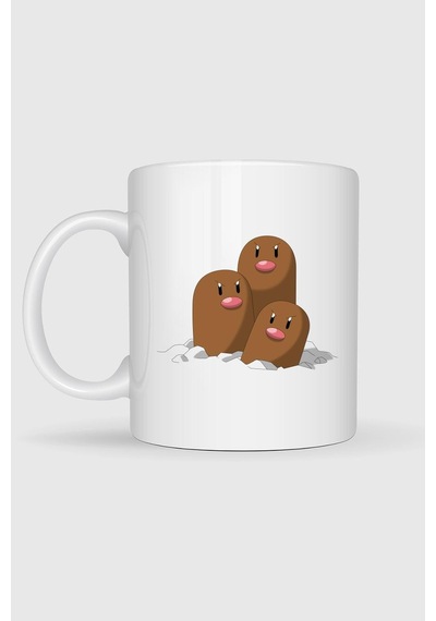 Dugtrio Baskılı Kupa Bardak Beyaz