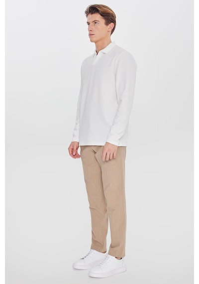 AC&Co / Altınyıldız Classics Erkek Bej Keten Slim Fit Dar Kesim Beli Bağlamalı Yan Cepli Casual Pantolon Bej