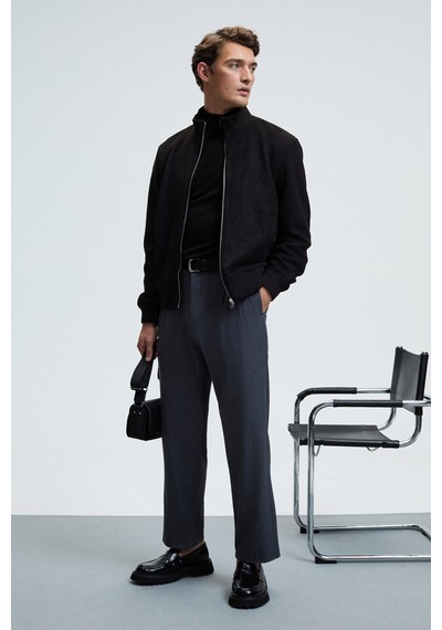 Grimelange REBEL Erkek Yarım Balıkçı Yaka Basic Slim Fit Triko Siyah Kazak