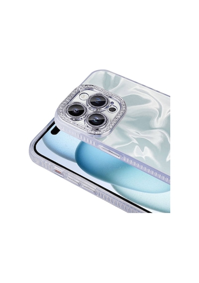 Apple iPhone Uyumlu 14 Pro Max Kılıf Airbagli Parlak Taş Detay Tasarımlı Esila Kapak - Pe Pembe Pembe
