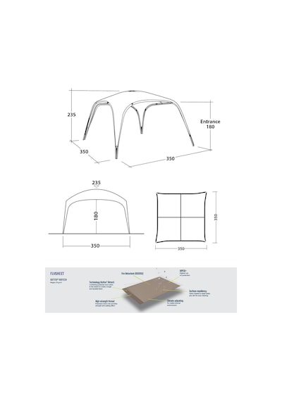 Outwell Wakefield Shelter L Upf+50 Korumalı 3,5x3,5 M. Gazebo Çadır & Gölgelik Gri