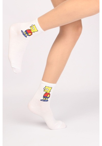 Socks Stores Erkek Çorap Soket Uzun Corap Renkli Desenli Çoraplar Beyaz