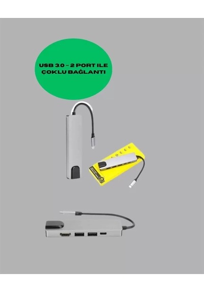 Home Type C Dönüştürücü 2 Usb3.0, Sd/ms, 4k Hdmı & Rj45 İle Profesyonel Kullanım