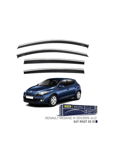 Renault Megane 3 Niken Kromlu Cam Rüzgarlığı 4lü Set 2011 2015