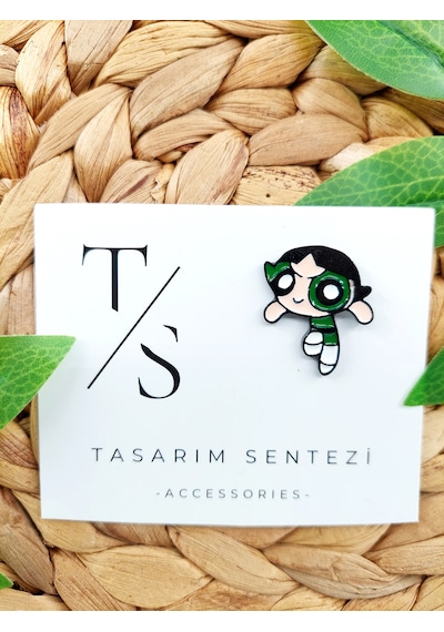 Rozet Metal Yaka Çanta Şapka Takı Aksesuar Powerpuff Girls Butter Çok Renkli