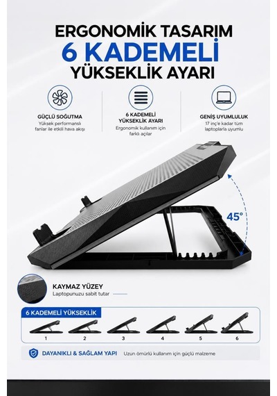 Laptop Soğutucu Ayarlanabilir Rgb Dizüstü Bilgisayar Soğutma Fanı Cf11 Gümüş