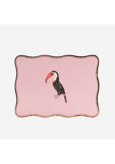 Kuşlu Pembe Mantar Dörtlü Amerikan Servis 32x24,5 Cm