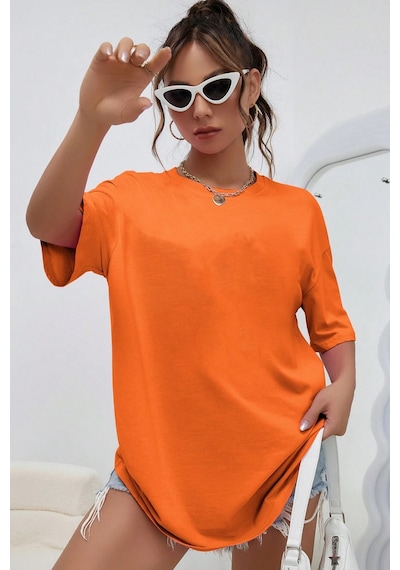 Unisex Pamuklu T-shirt Turuncu