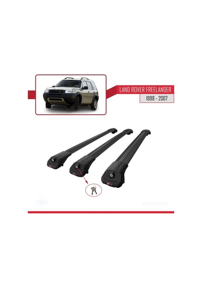Land Rover Freelander 1998-2007 Arası İle Uyumlu Ace-1 Ara Atkı Tavan Barı Siyah 3 Adet Bar