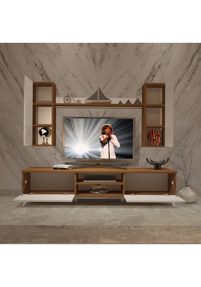 Decoraktiv Eko 7 Mdf Dvd Retro Tv Ünitesi Tv Sehpası Ceviz - Beyaz