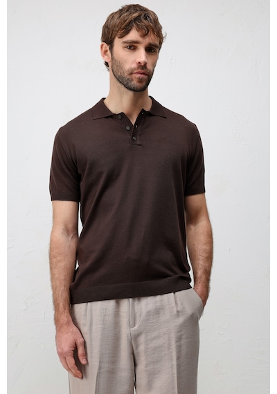 Antioch Comfort Slim Polo Yaka Erkek Triko T-shirt Kahverengi
