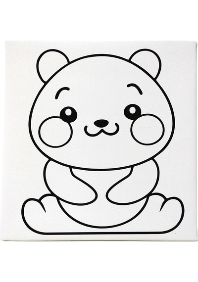 Hayal Sepeti Sevimli Panda Resimli Tuval 20 X 20 6lı Boya, Fırça Boyama Seti