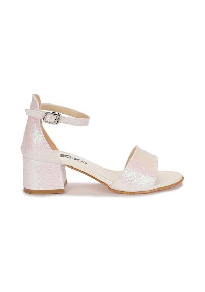 Kiko Kids 769 Kum Simli Günlük Kız Çocuk 4 CM Topuklu Sandalet Ayakkabı Sedef 001