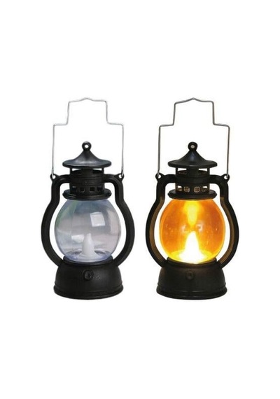 13 Cm Ledli Gaz Lambası Model Siyah Fener - Pil Dahil Dekoratif Fener Diğer